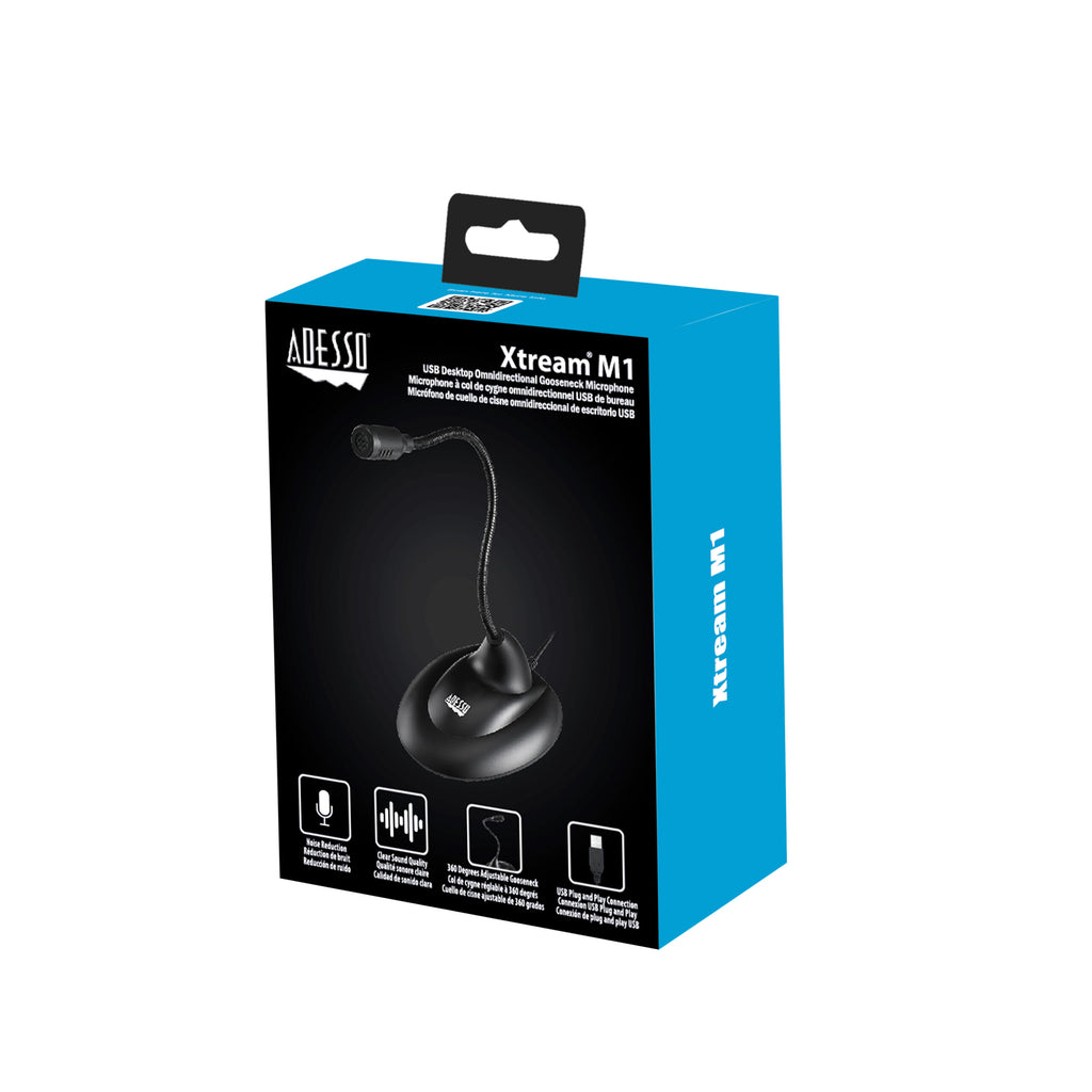 Adesso Xtream M1 USB Gooseneck Desktop Microphone for Classrooms & STEM Learning