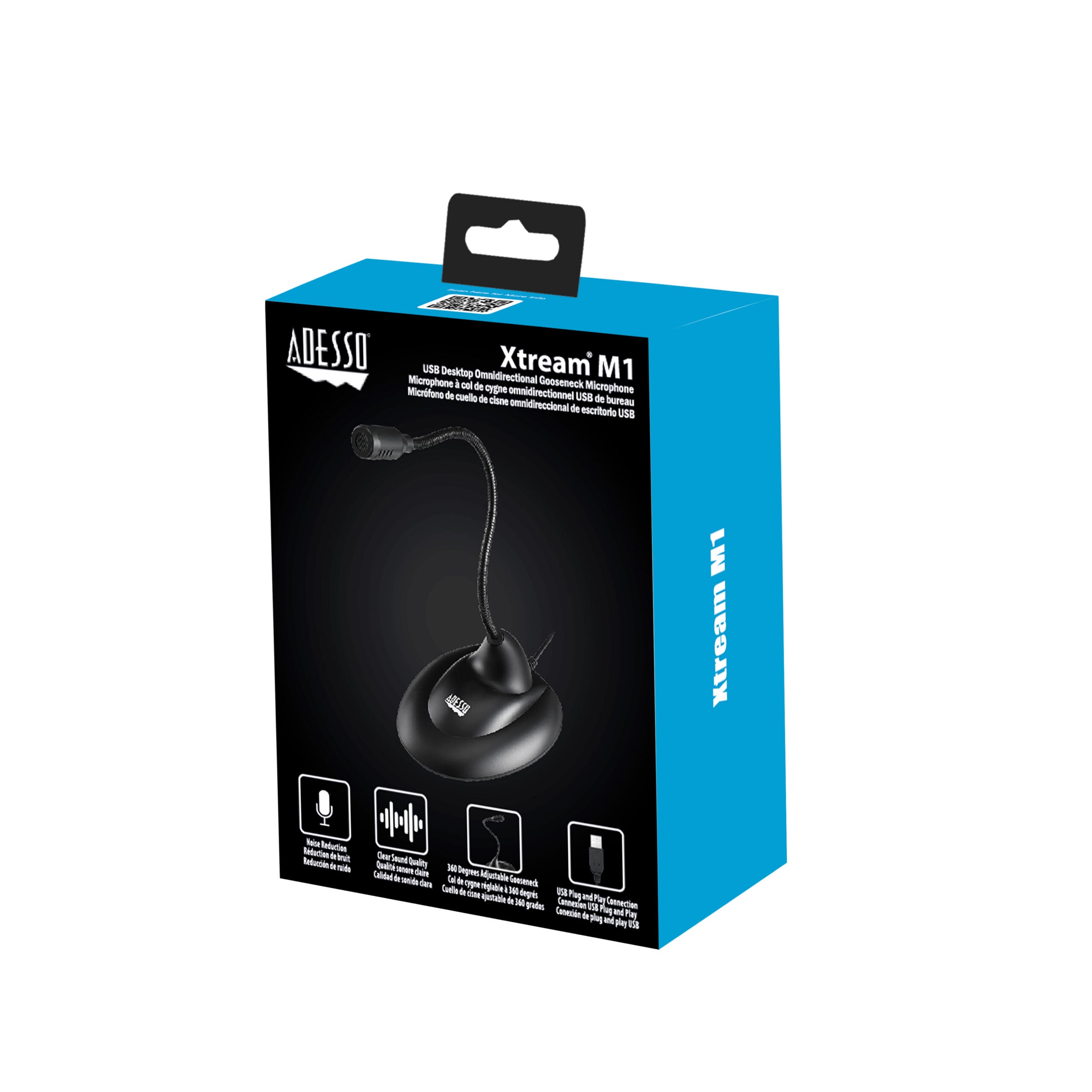 Adesso Xtream M1 USB Gooseneck Desktop Microphone for Classrooms & STEM Learning