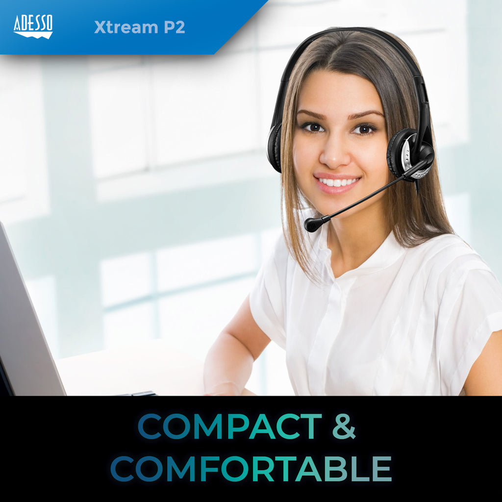 Adesso Xtream P2 USB Stereo Headset with Noise-Canceling Microphone