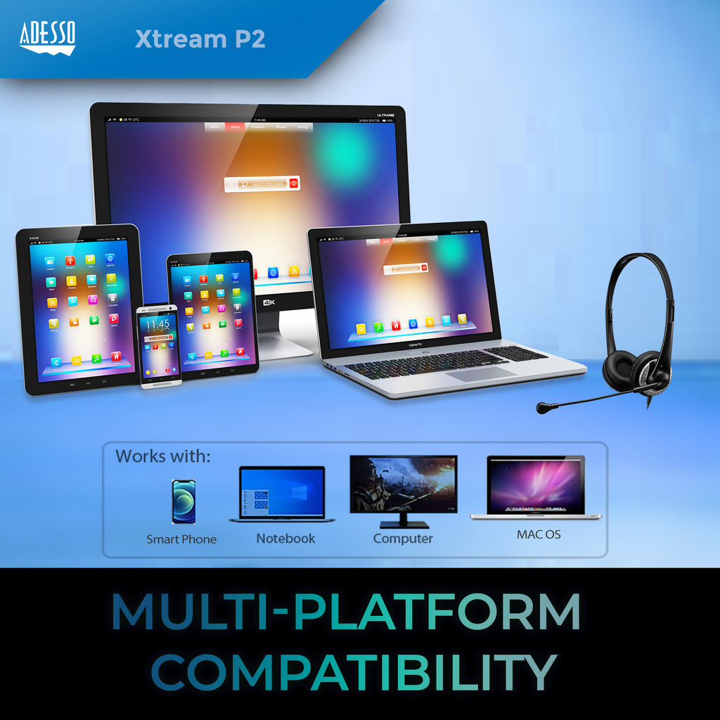 Adesso Xtream P2 USB Stereo Headset with Noise-Canceling Microphone