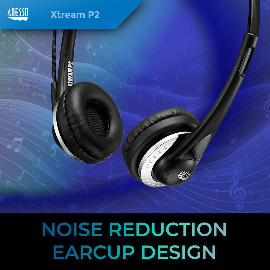 Adesso Xtream P2 USB Stereo Headset with Noise-Canceling Microphone