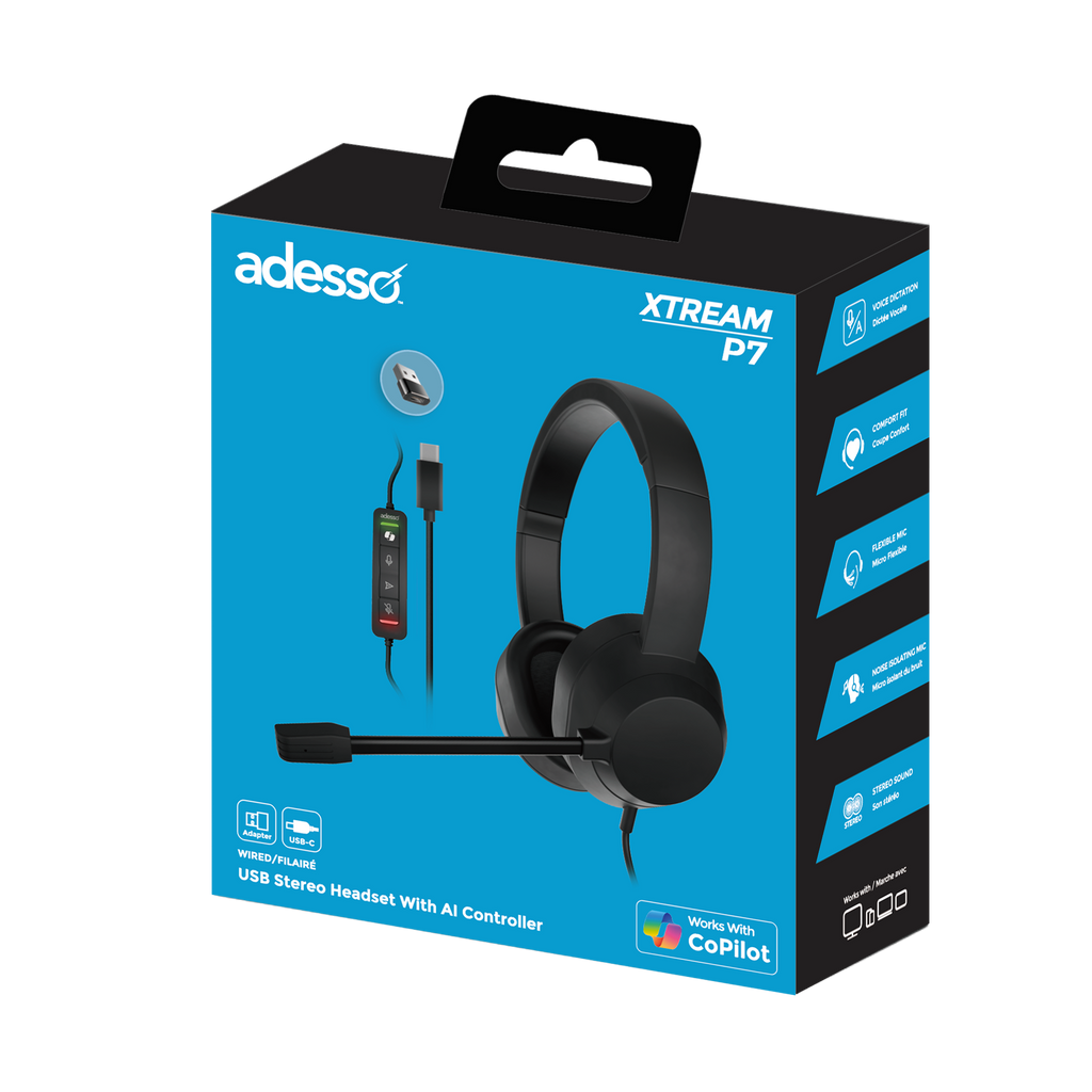 Adesso Xtream P7 AI Copilot USB Headset with Microphone
