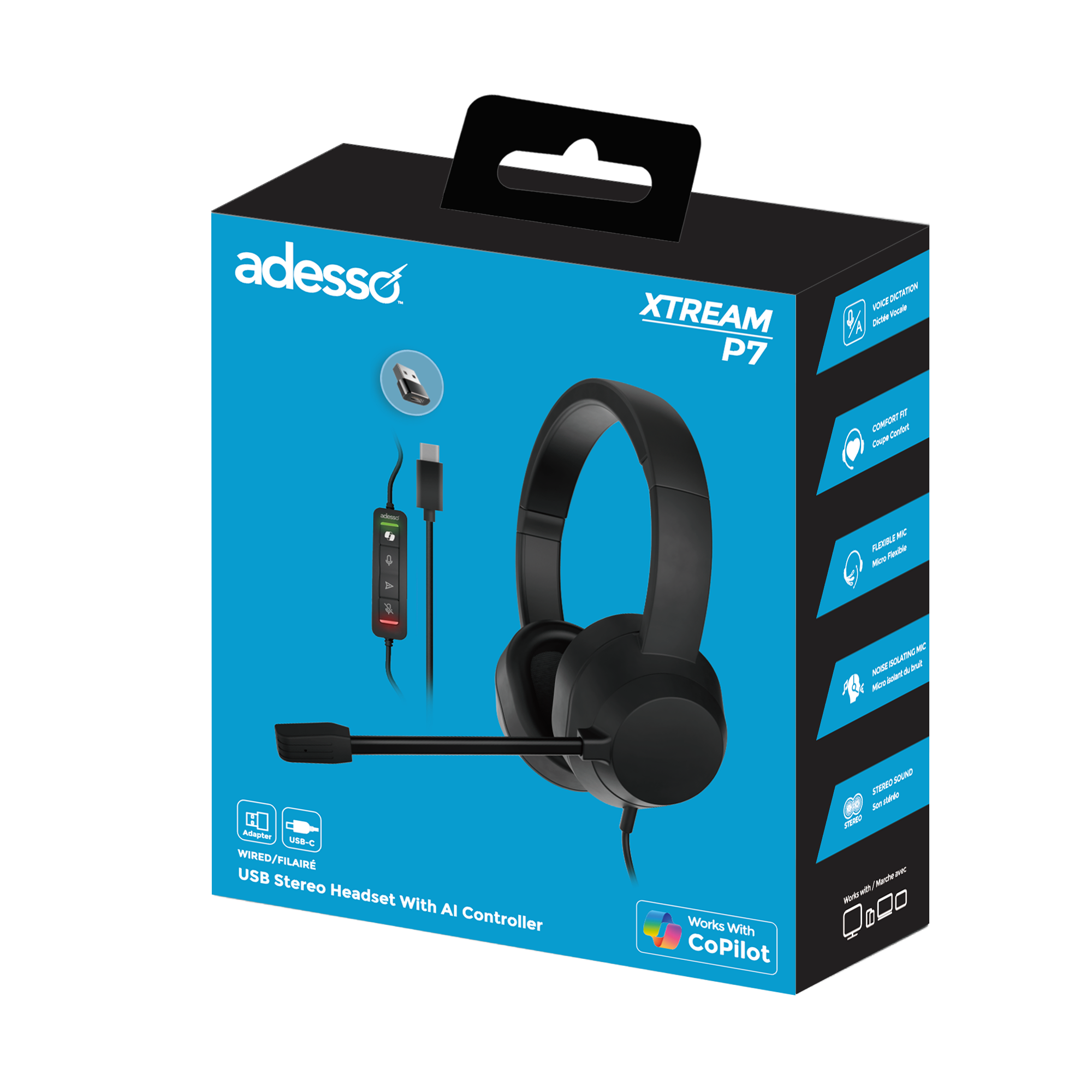 Adesso Xtream P7 AI Copilot USB Headset with Microphone