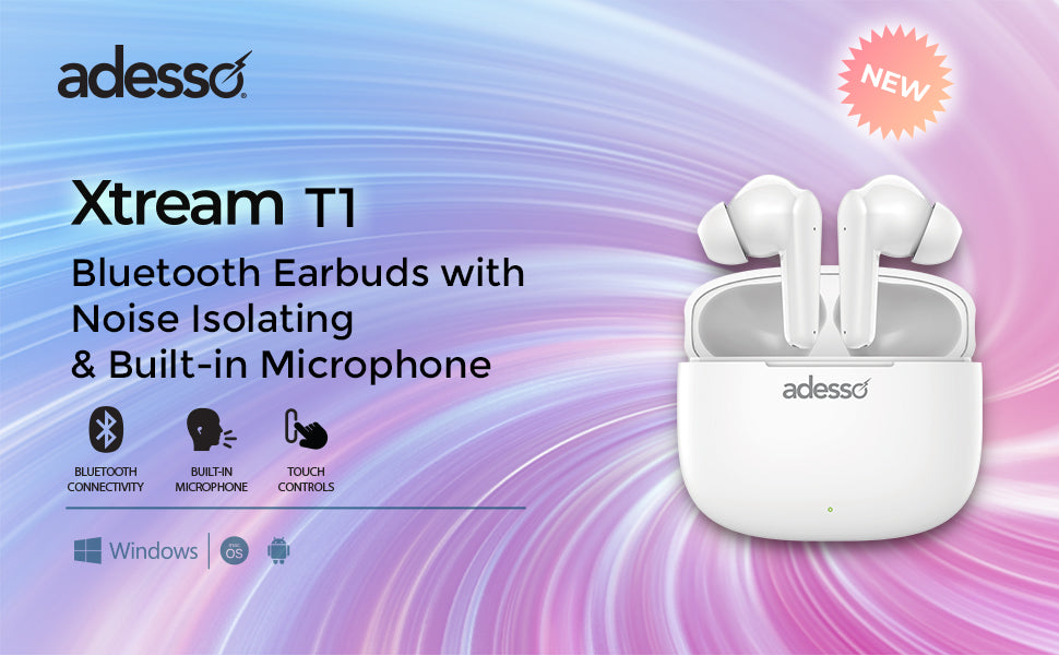 Adesso Xtream T1 Bluetooth Earbuds for Classroom Learning