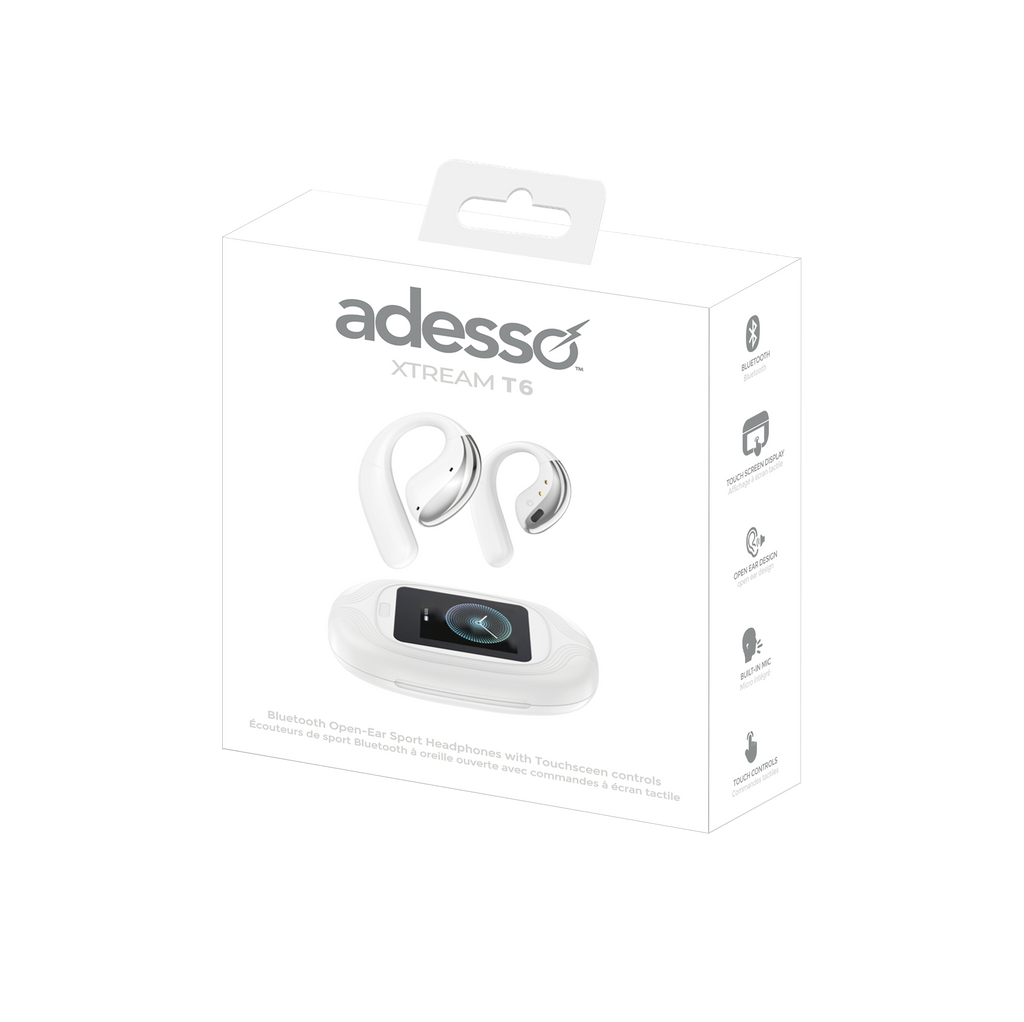 Adesso Xtream T6 Open-Ear Bluetooth Earbuds with Touchscreen Case