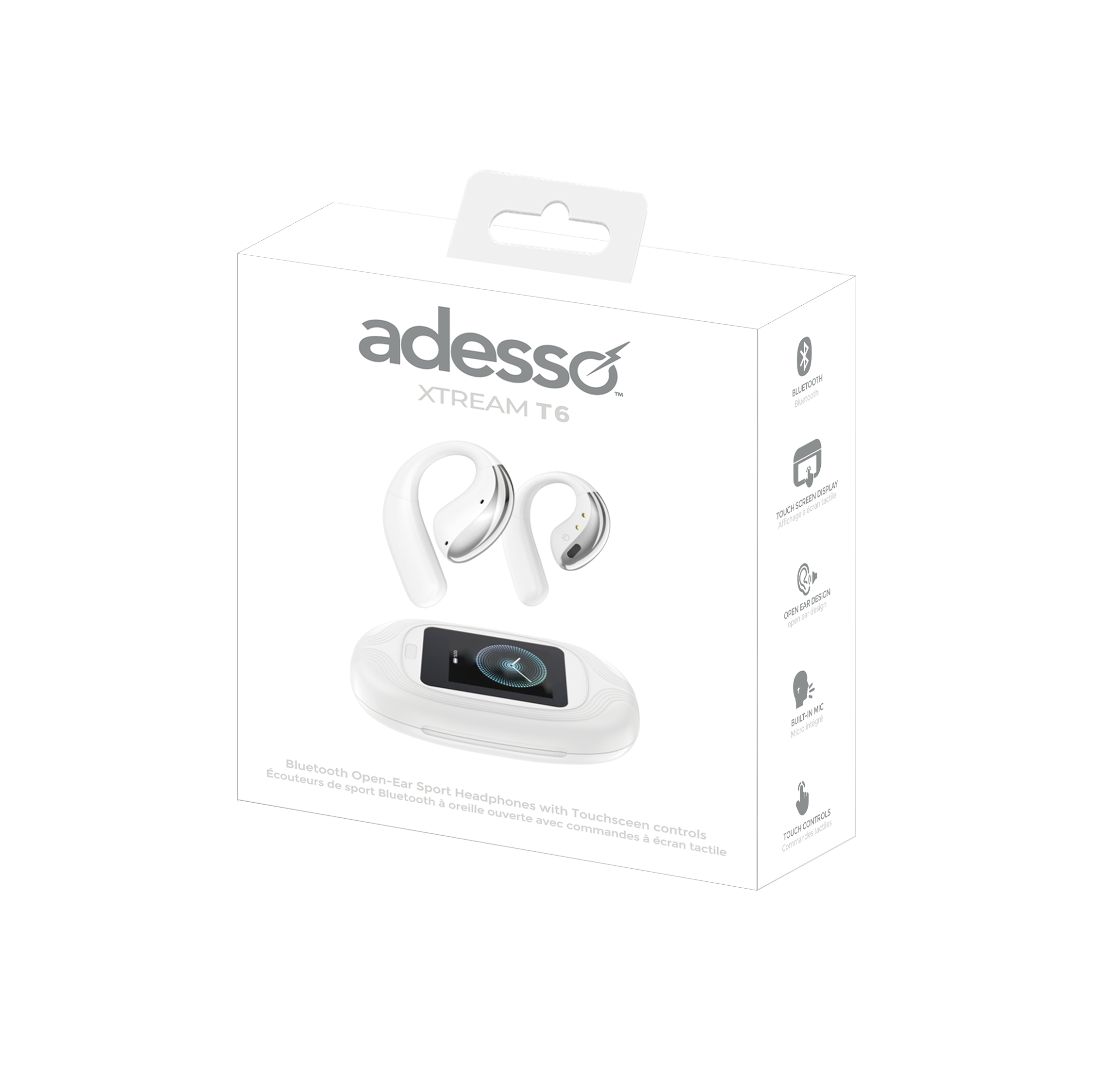 Adesso Xtream T6 Open-Ear Bluetooth Earbuds with Touchscreen Case