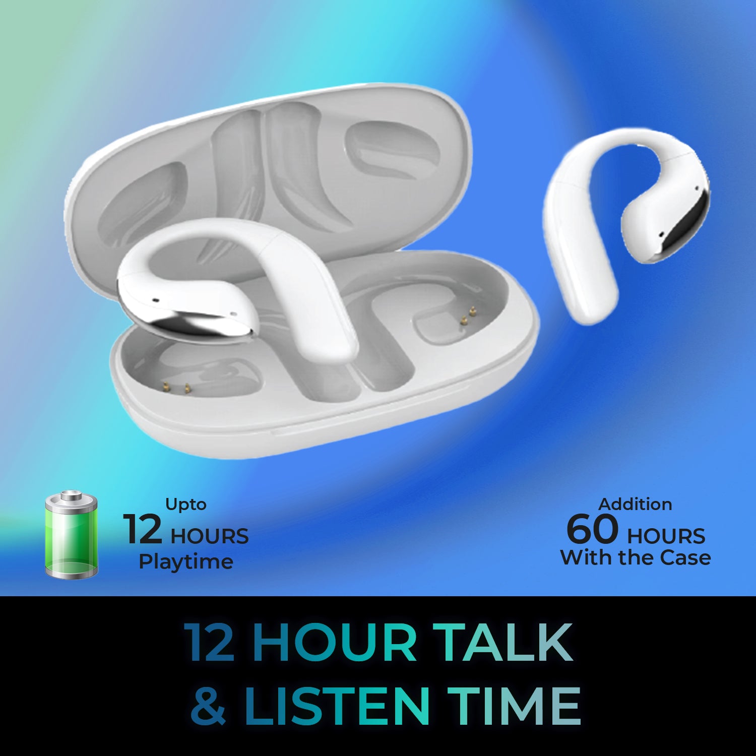 Adesso Xtream T6 Open-Ear Bluetooth Earbuds with Touchscreen Case