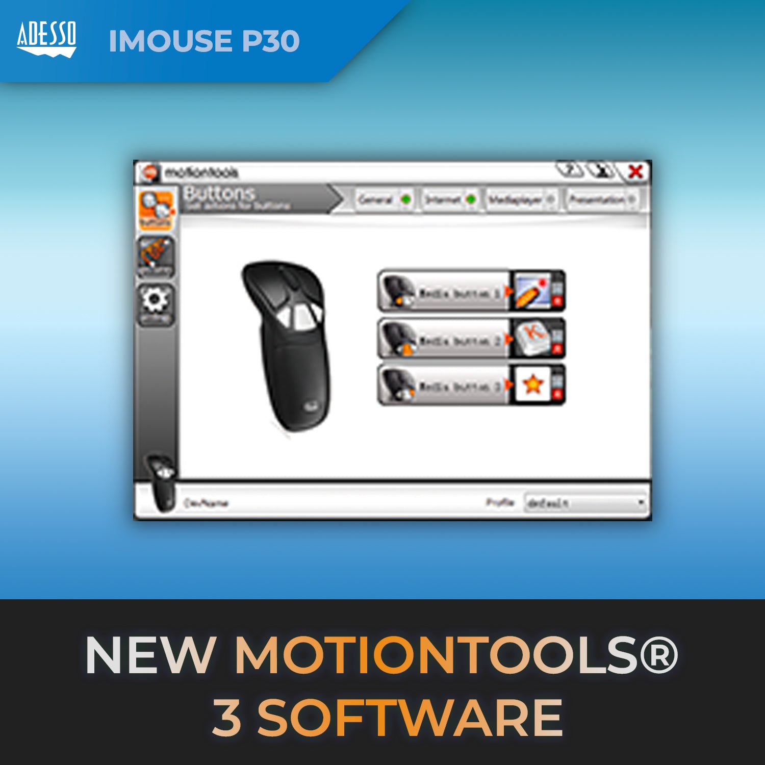 Adesso iMouse P30 Air Mouse Go Plus Wireless Presentation Mouse