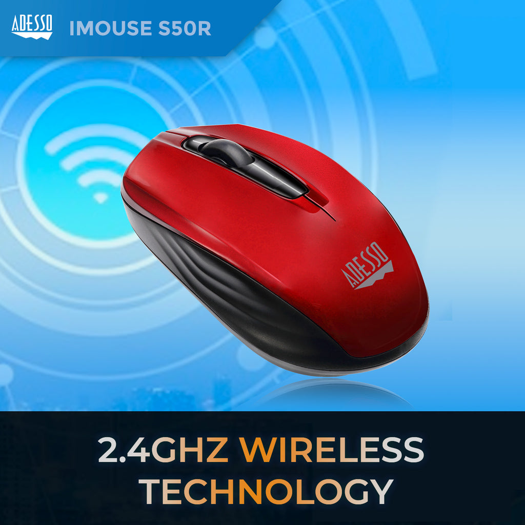 Adesso iMouse S50R Wireless Mini Mouse - Red