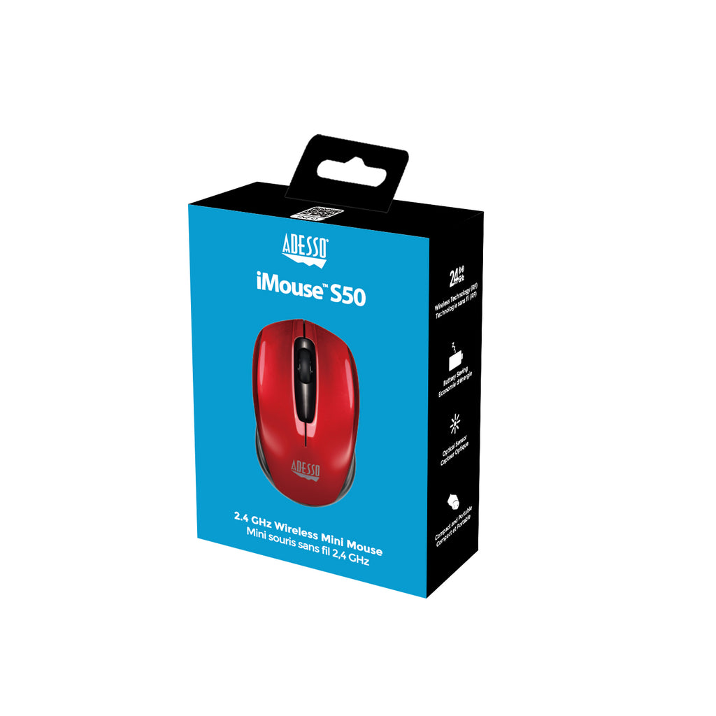 Adesso iMouse S50R Wireless Mini Mouse - Red