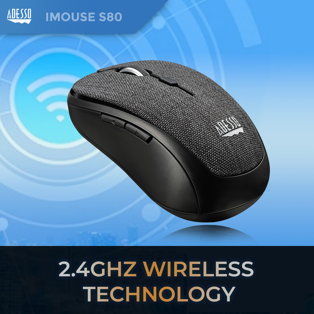 Adesso iMouse S80B Wireless Fabric Optical Mini Mouse – Black