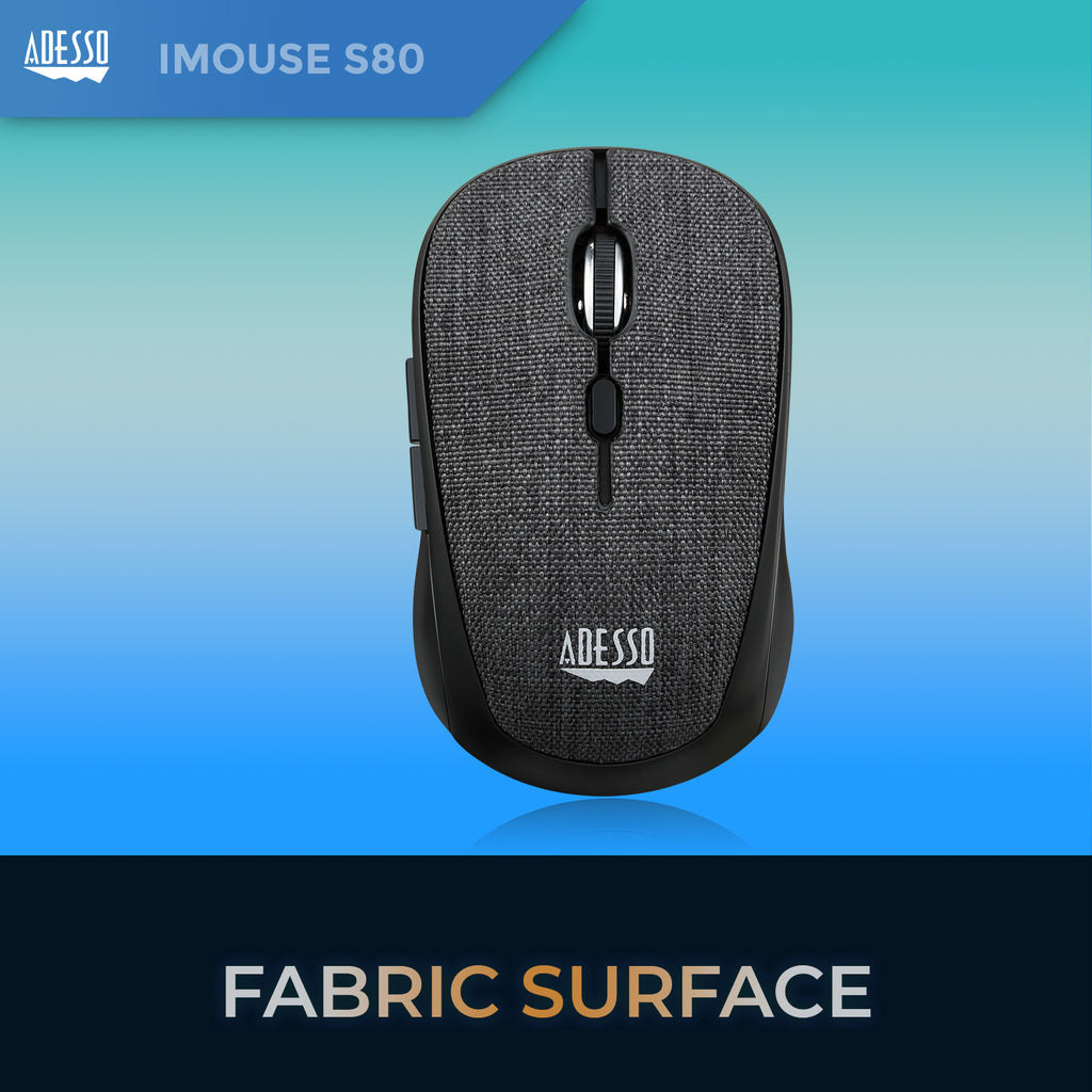 Adesso iMouse S80B Wireless Fabric Optical Mini Mouse – Black