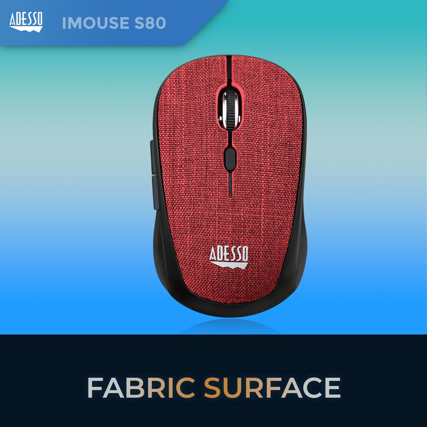 Adesso iMouse S80R Wireless Fabric Optical Mini Mouse - Red