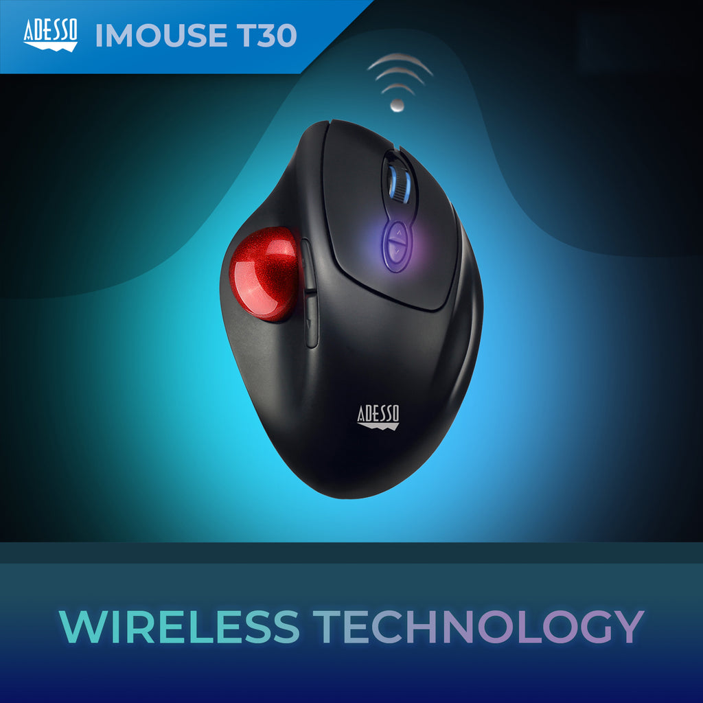 Adesso iMouse T30 Wireless Ergonomic Programmable Trackball Mouse