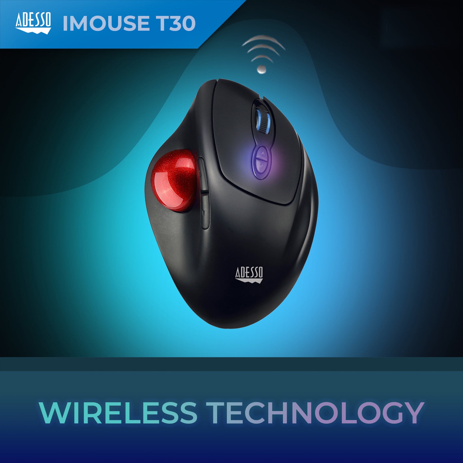 Adesso iMouse T30 Wireless Ergonomic Programmable Trackball Mouse