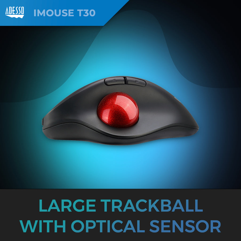 Adesso iMouse T30 Wireless Ergonomic Programmable Trackball Mouse