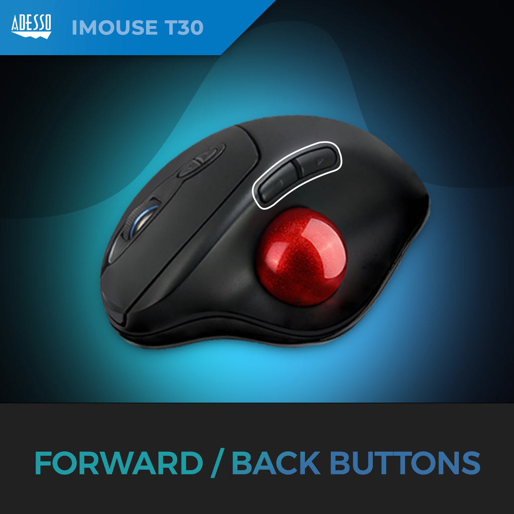 Adesso iMouse T30 Wireless Ergonomic Programmable Trackball Mouse
