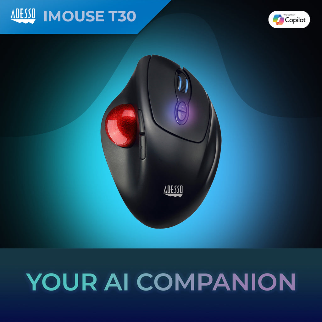 Adesso iMouse T30 Wireless Ergonomic Programmable Trackball Mouse