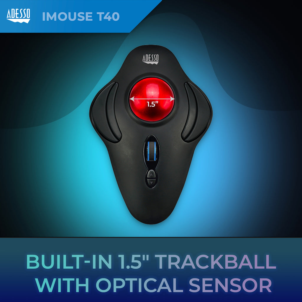 Adesso iMouse T40 Wireless Ergonomic Programmable Trackball Mouse