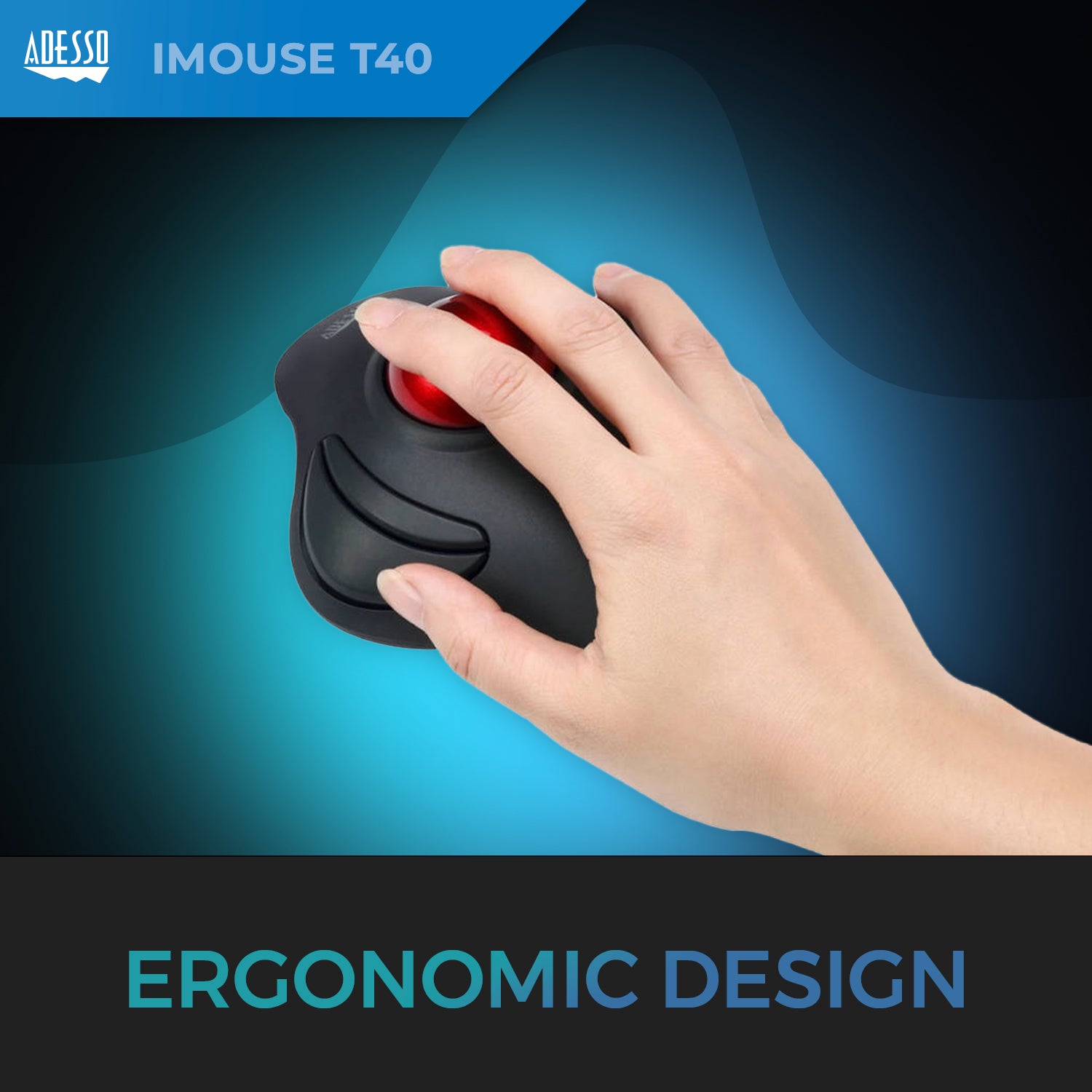 Adesso iMouse T40 Wireless Ergonomic Programmable Trackball Mouse