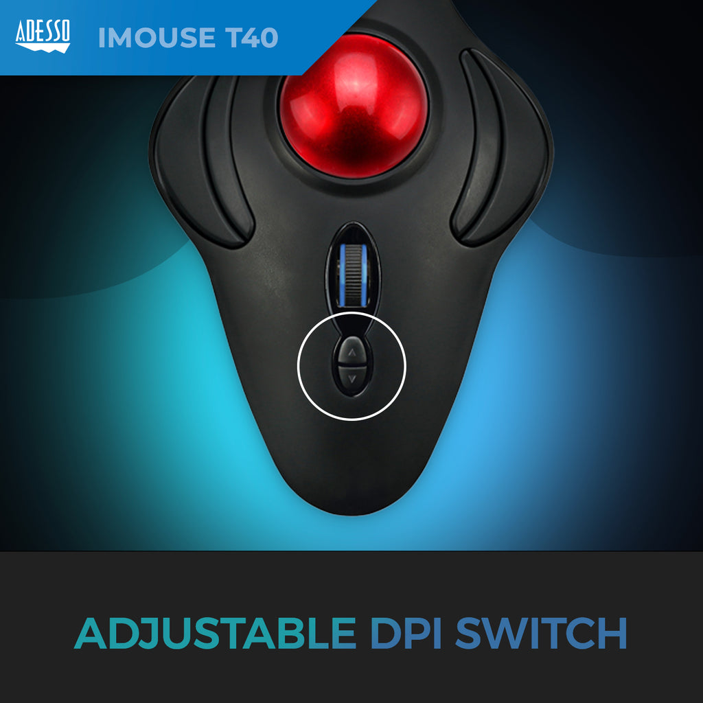 Adesso iMouse T40 Wireless Ergonomic Programmable Trackball Mouse