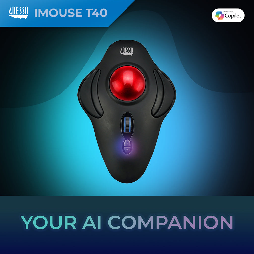 Adesso iMouse T40 Wireless Ergonomic Programmable Trackball Mouse