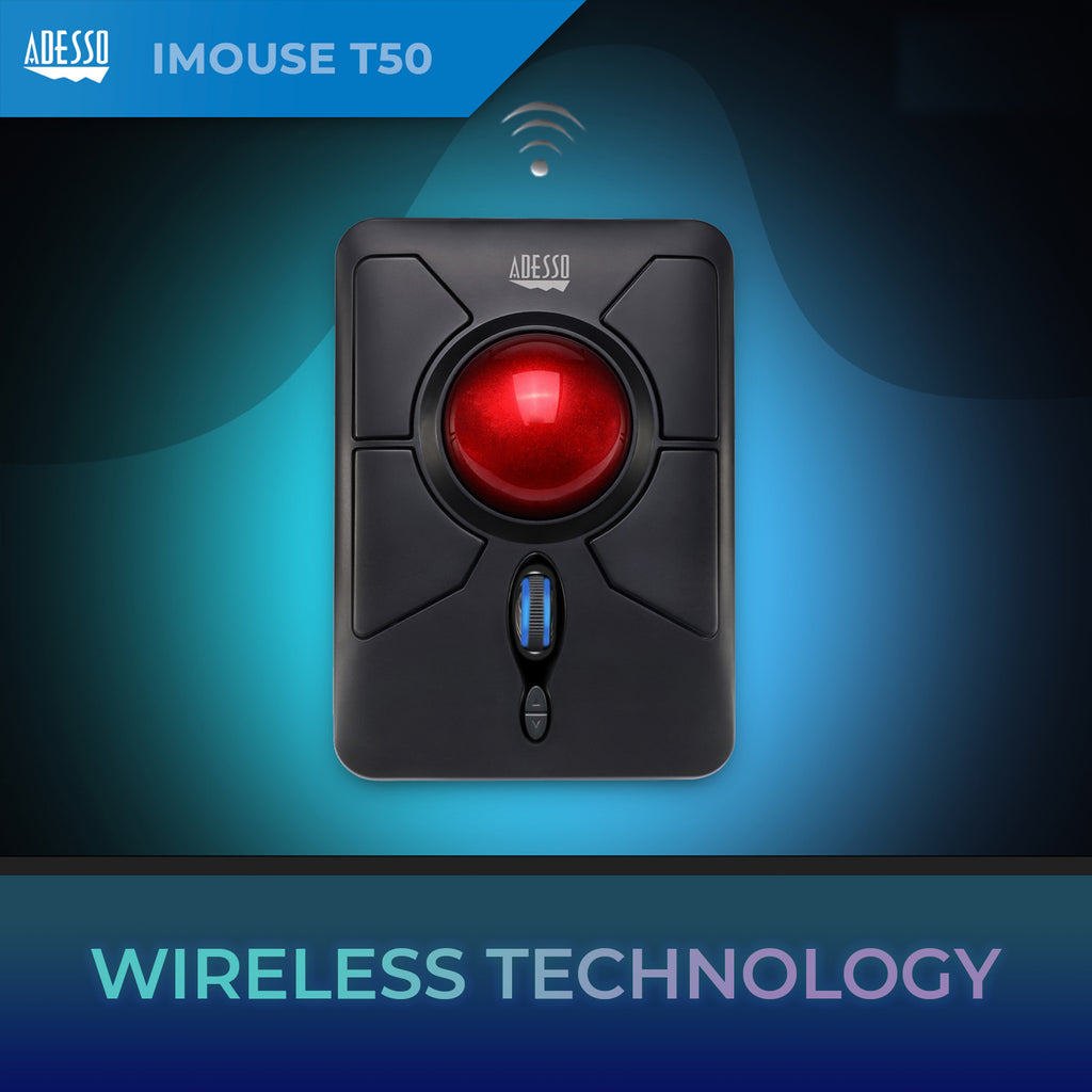Adesso iMouse T50 Wireless Programmable Ergonomic Trackball Mouse