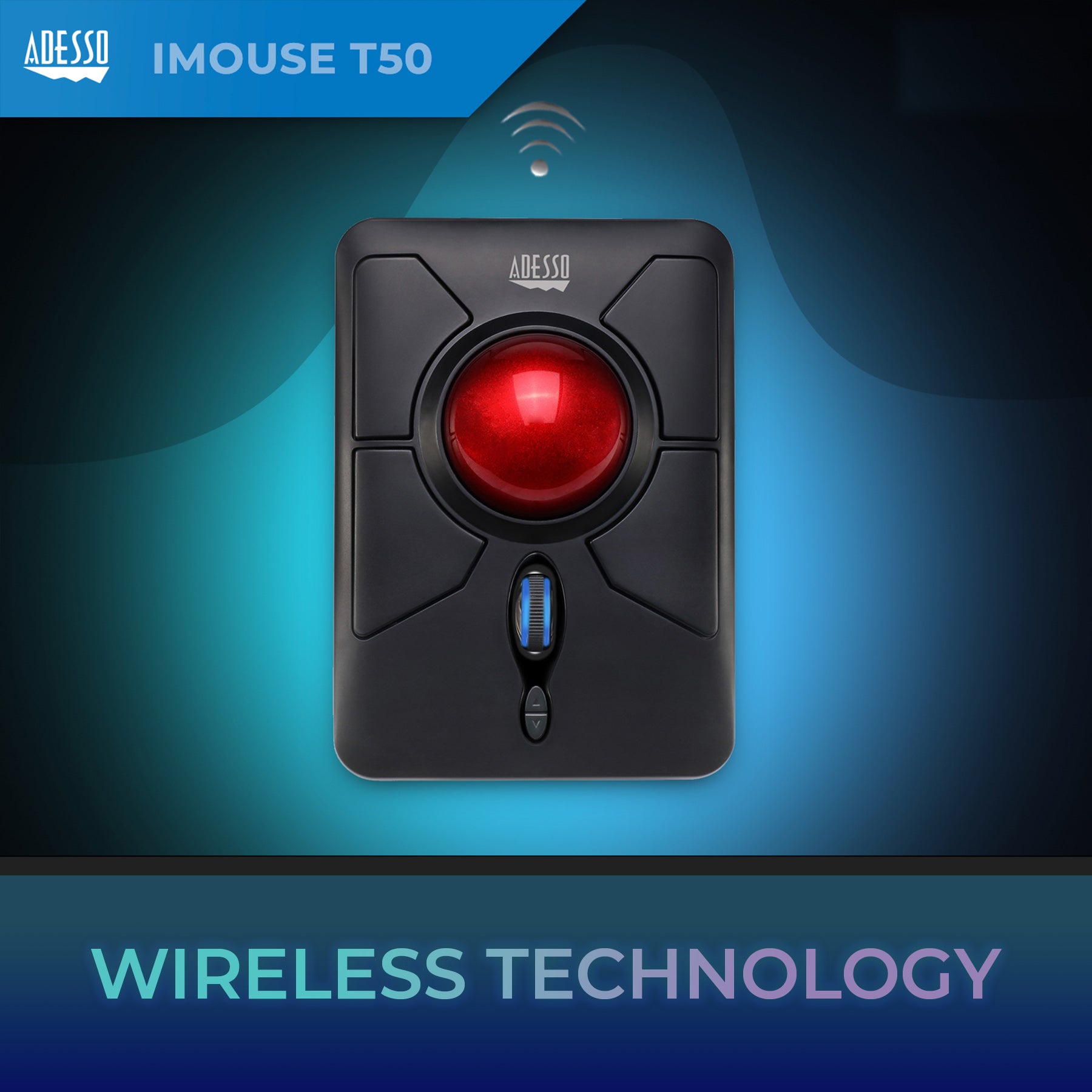 Adesso iMouse T50 Wireless Programmable Ergonomic Trackball Mouse