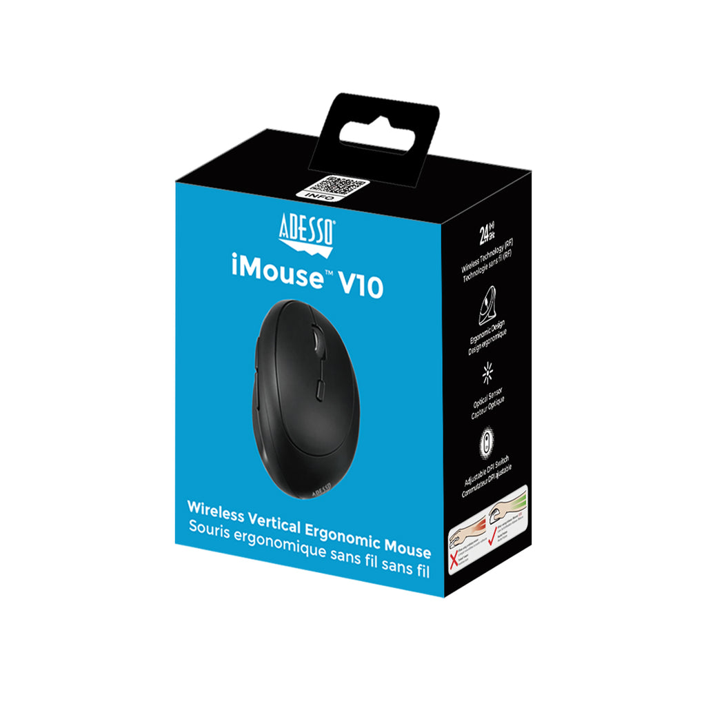 Adesso iMouse V10 Wireless Ergonomic Vertical Mini Mouse
