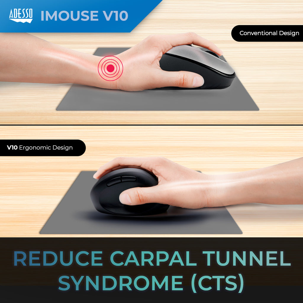 Adesso iMouse V10 Wireless Ergonomic Vertical Mini Mouse
