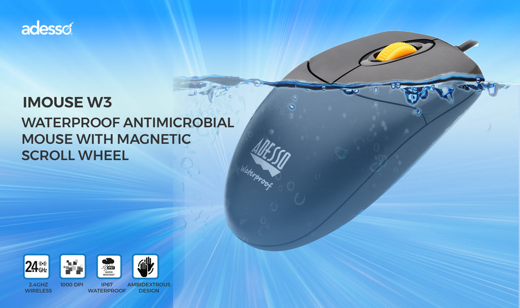 Adesso iMouse W3 Waterproof Antimicrobial USB Mouse (IP67)